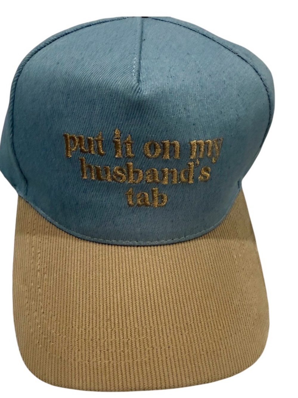 Baseball Cap One Size "Put It On My Husbands Tab" New!